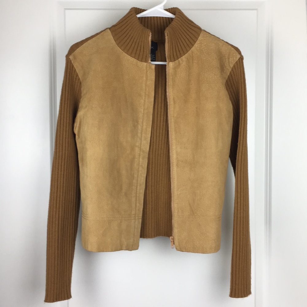 Suede + Chunky Rib Knit Jacket - Picture 3 of 5